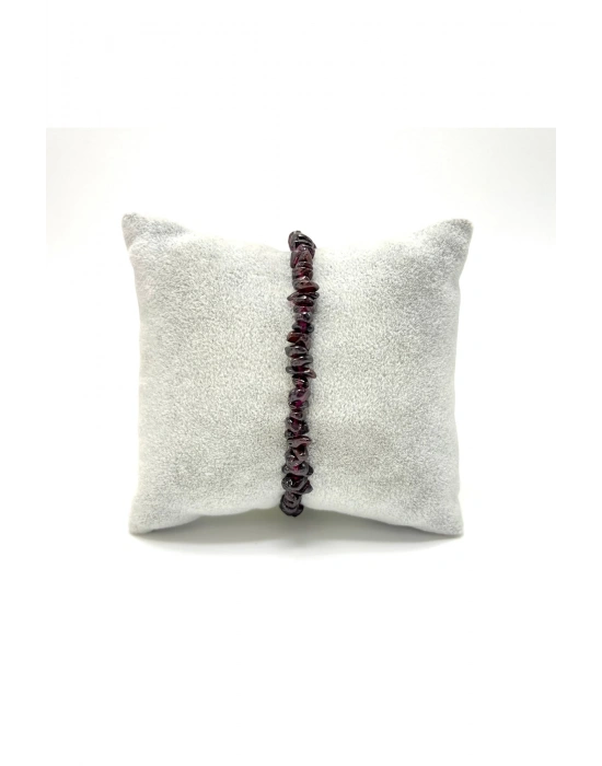 SERTİFİKALI Lal Granat Saçaklı Model Doğal Taş Makrome Bileklik Ayarlanabilir Ölçü