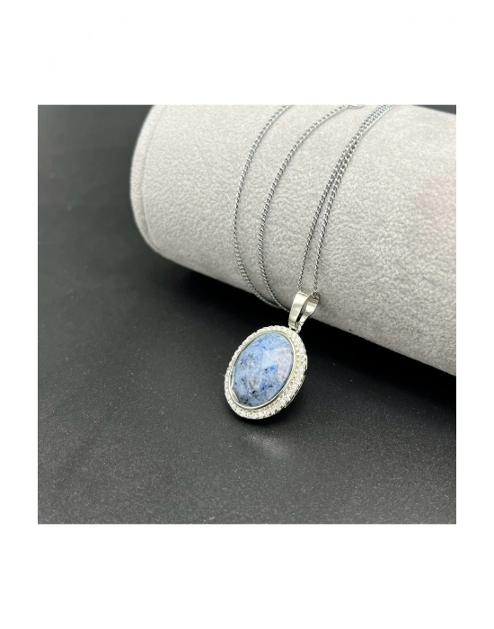 Sertifikalı Lapis Doğal Taş Kolye (KARARMAMA GARANTİLİ)