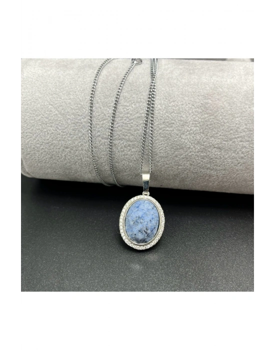 Sertifikalı Lapis Doğal Taş Kolye (KARARMAMA GARANTİLİ)