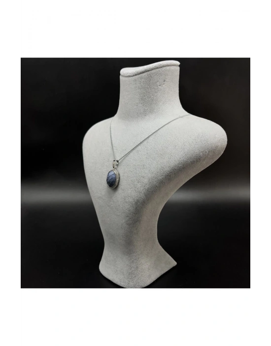 Sertifikalı Lapis Doğal Taş Kolye (KARARMAMA GARANTİLİ)