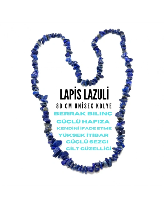SERTİFİKALI LAPİS LAZULİ 80 CM NATURAL KESİM DOĞAL TAŞ KOLYE