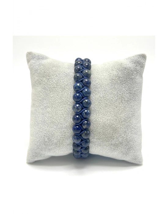 SERTİFİKALI Lapis Lazuli Çift Sıra Doğal Taş Makrome Bileklik Ayarlanabilir Ölçü