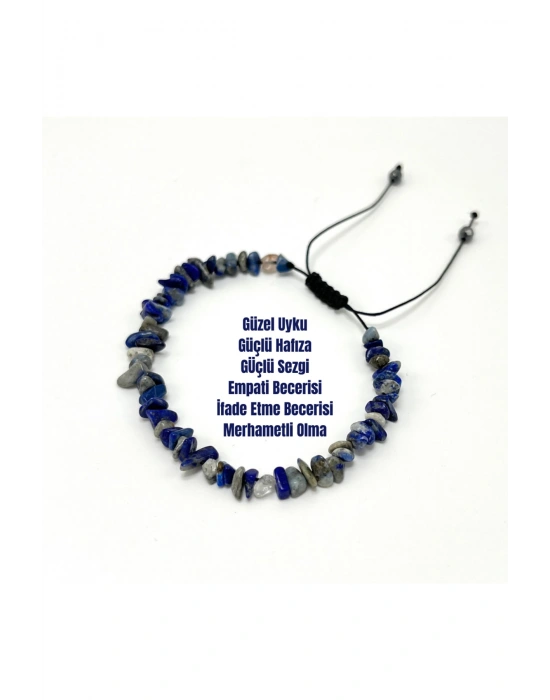 SERTİFİKALI Lapis Lazuli Saçaklı Model Doğal Taş Makrome Bileklik Ayarlanabilir Ölçü