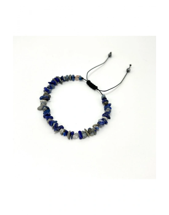 SERTİFİKALI Lapis Lazuli Saçaklı Model Doğal Taş Makrome Bileklik Ayarlanabilir Ölçü