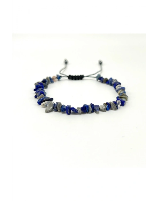 SERTİFİKALI Lapis Lazuli Saçaklı Model Doğal Taş Makrome Bileklik Ayarlanabilir Ölçü