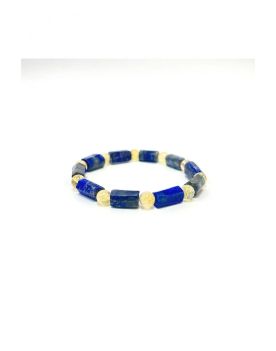 Sertifikalı Lapis Lazuli ve Sitrin  Doğal Taş Bileklik