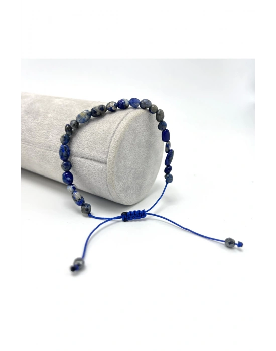 Sertifikalı Lapis Natural Kesim Makrome Doğal Taş Bileklik Ayarlanabilir Ölçü
