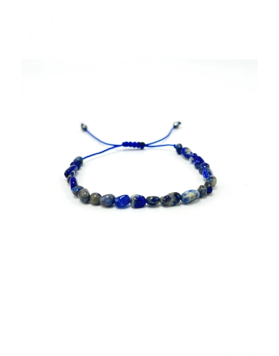 Sertifikalı Lapis Natural Kesim Makrome Doğal Taş Bileklik Ayarlanabilir Ölçü