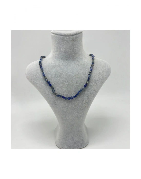 Sertifikalı Lapis Natural Kesim Makrome Doğal Taş Kolye Ayarlanabilir Ölçü