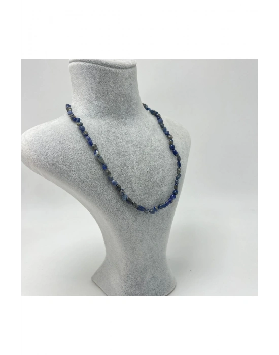 Sertifikalı Lapis Natural Kesim Makrome Doğal Taş Kolye Ayarlanabilir Ölçü