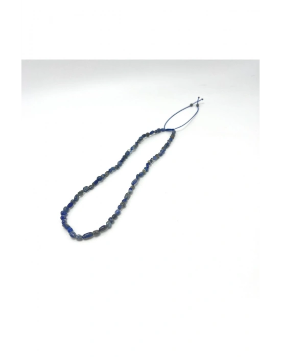 Sertifikalı Lapis Natural Kesim Makrome Doğal Taş Kolye Ayarlanabilir Ölçü
