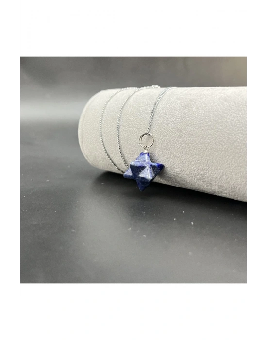 Sertifikalı Lapis Yıldız Model Doğal Taş Kolye (KARARMAMA GARANTİLİ)