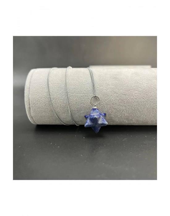 Sertifikalı Lapis Yıldız Model Doğal Taş Kolye (KARARMAMA GARANTİLİ)
