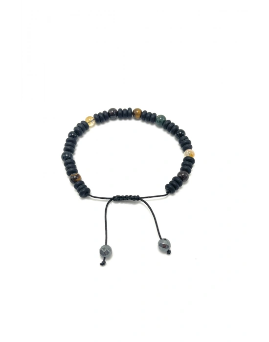 SERTİFİKALI Lav Taşlı Karma Doğal Taş Makrome Bileklik