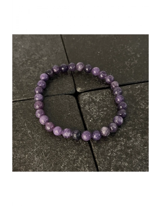 SERTİFİKALI Lepidolit 6mm Doğal Taş Bileklik