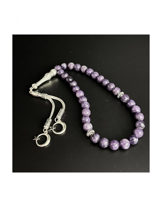 Sertifikalı Lepidolit 8mm 33lük Doğal Taş Tesbih