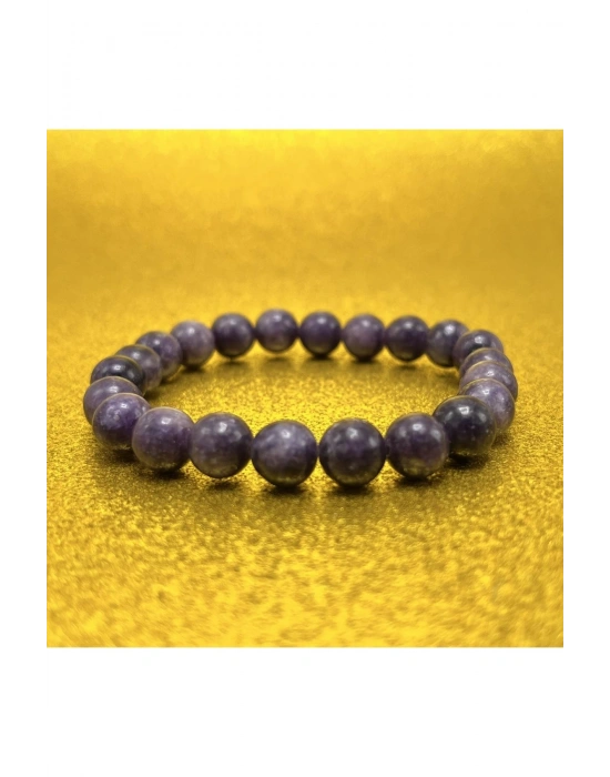 Sertifikalı Lepidolit 8mm Elastik Misinalı Doğal Taş Bileklik