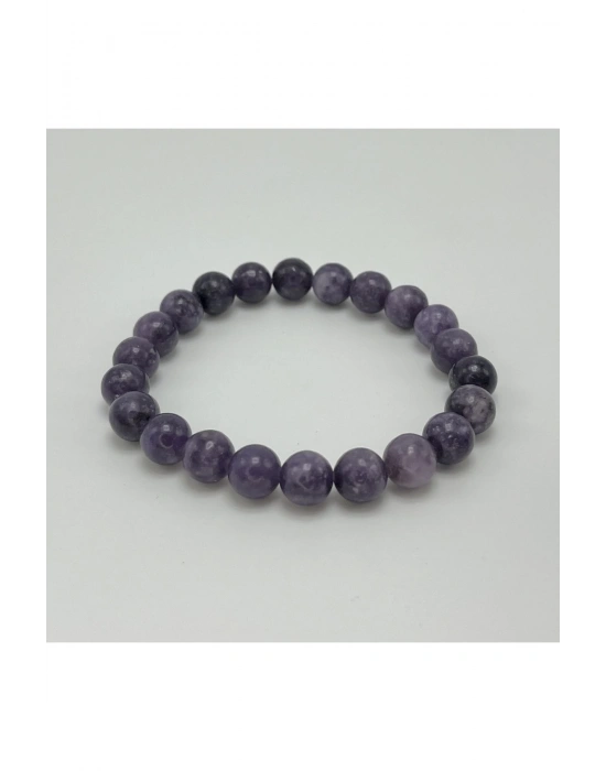 Sertifikalı Lepidolit 8mm Elastik Misinalı Doğal Taş Bileklik