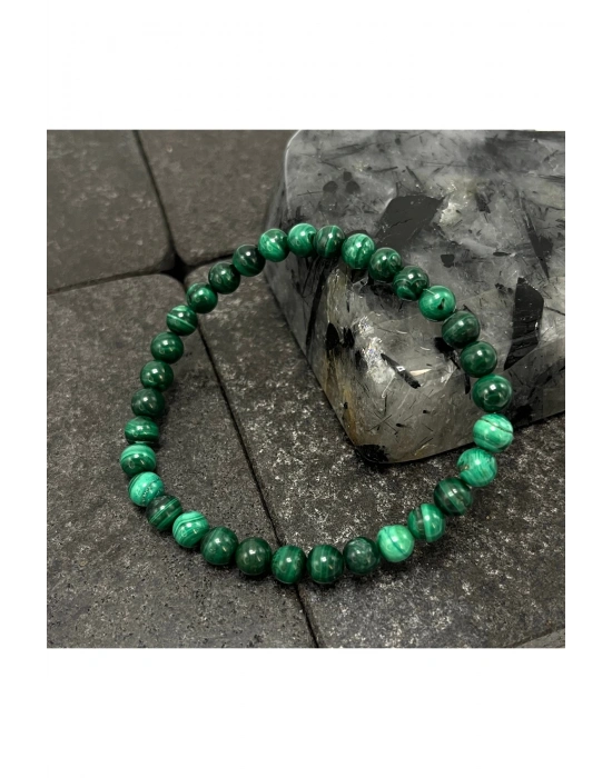 SERTİFİKALI Malakit 6mm Doğal Taş Bileklik