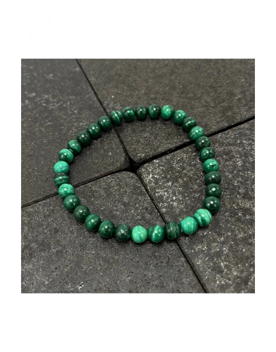 SERTİFİKALI Malakit 6mm Doğal Taş Bileklik
