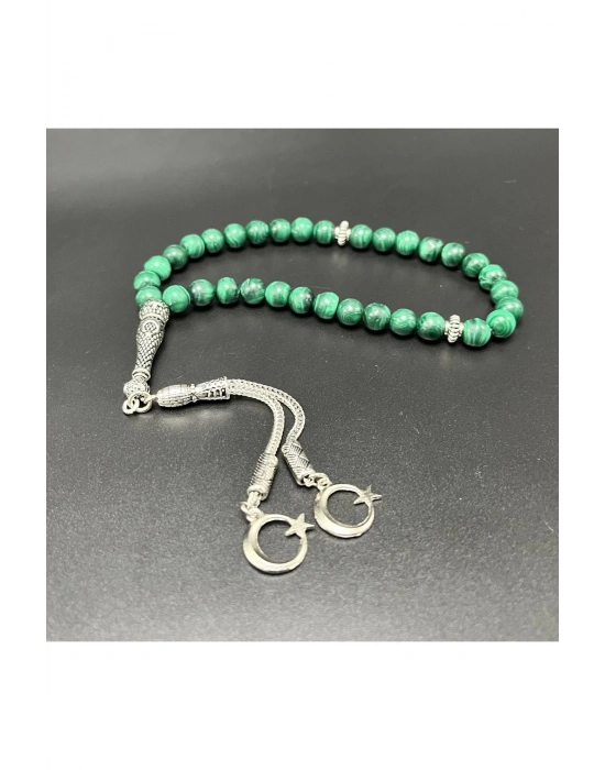 Sertifikalı Malakit 8mm 33lük Doğal Taş Tesbih