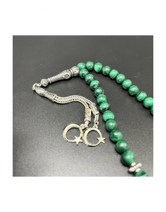 Sertifikalı Malakit 8mm 33lük Doğal Taş Tesbih