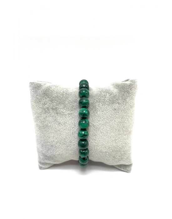 Sertifikalı Malakit 8mm Elastik Misinalı Doğal Taş Bileklik