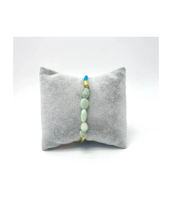 Sertifikalı Natural Amazonit Doğal Taş Makrome Bileklik Ayarlanabilir Ölçü