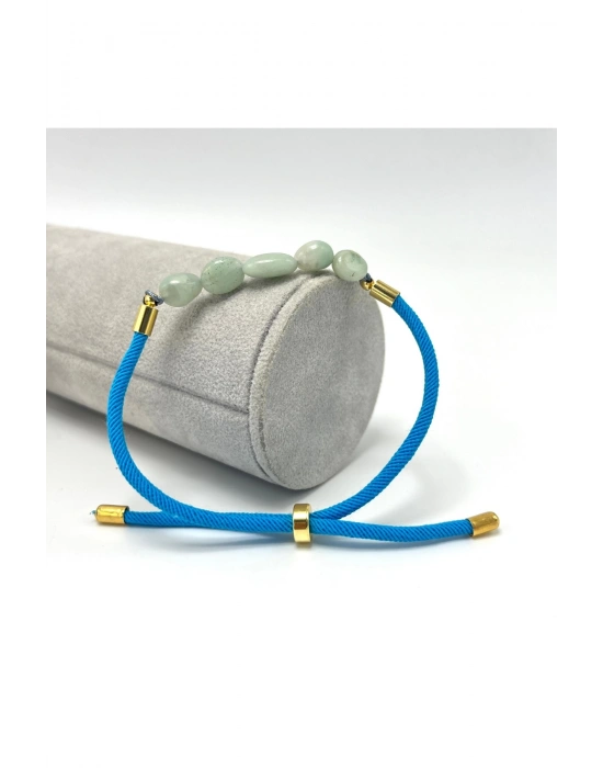 Sertifikalı Natural Amazonit Doğal Taş Makrome Bileklik Ayarlanabilir Ölçü