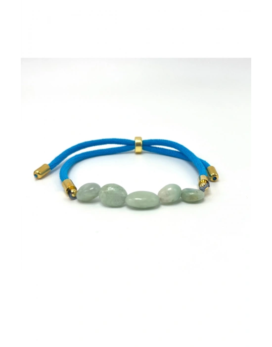 Sertifikalı Natural Amazonit Doğal Taş Makrome Bileklik Ayarlanabilir Ölçü