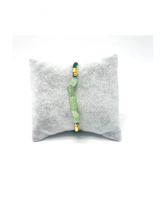 Sertifikalı Natural Aventurin Doğal Taş Makrome Bileklik Ayarlanabilir Ölçü