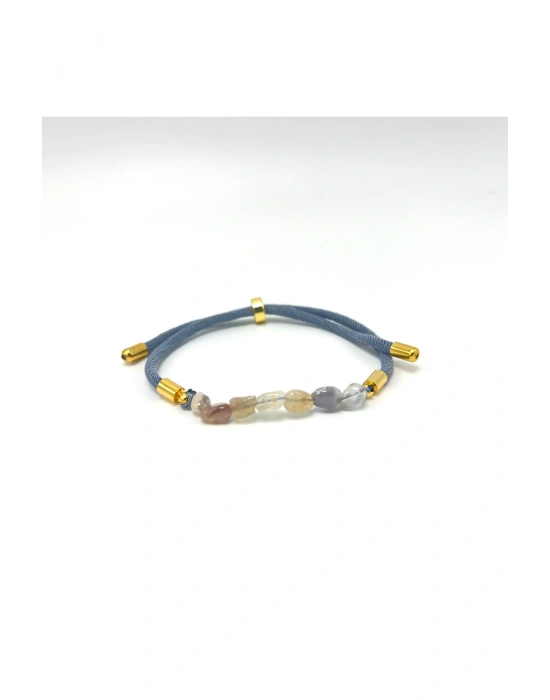 Sertifikalı Natural Bostwana Akik Doğal Taş Makrome Bileklik Ayarlanabilir Ölçü