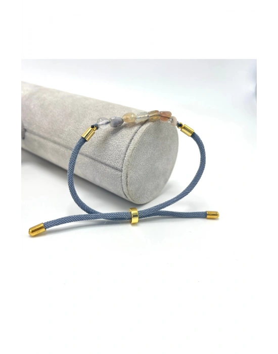 Sertifikalı Natural Bostwana Akik Doğal Taş Makrome Bileklik Ayarlanabilir Ölçü