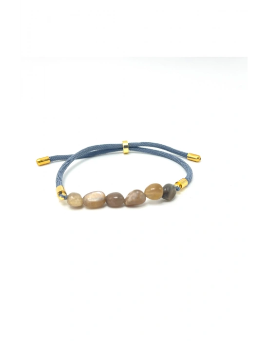 Sertifikalı Natural Güneş Taşı Doğal Taş Makrome Bileklik Ayarlanabilir Ölçü