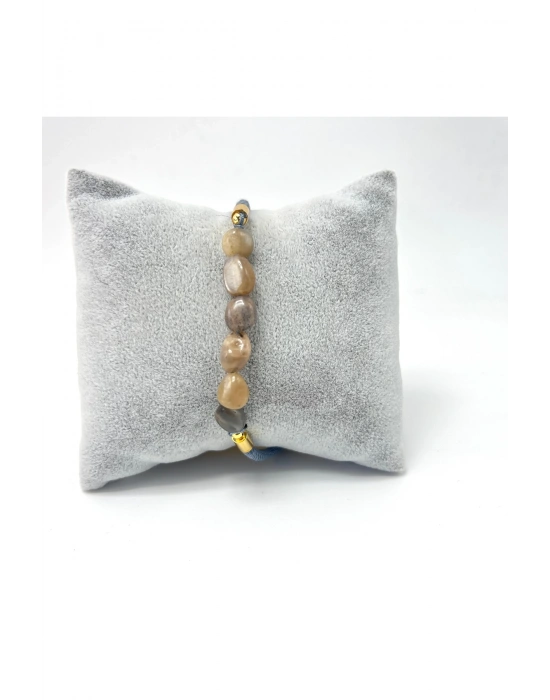 Sertifikalı Natural Güneş Taşı Doğal Taş Makrome Bileklik Ayarlanabilir Ölçü