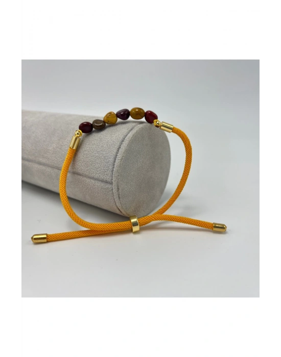 Sertifikalı Natural Jasper Doğal Taş Makrome Bileklik Ayarlanabilir Ölçü