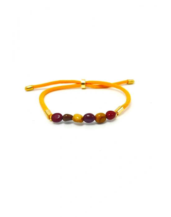 Sertifikalı Natural Jasper Doğal Taş Makrome Bileklik Ayarlanabilir Ölçü