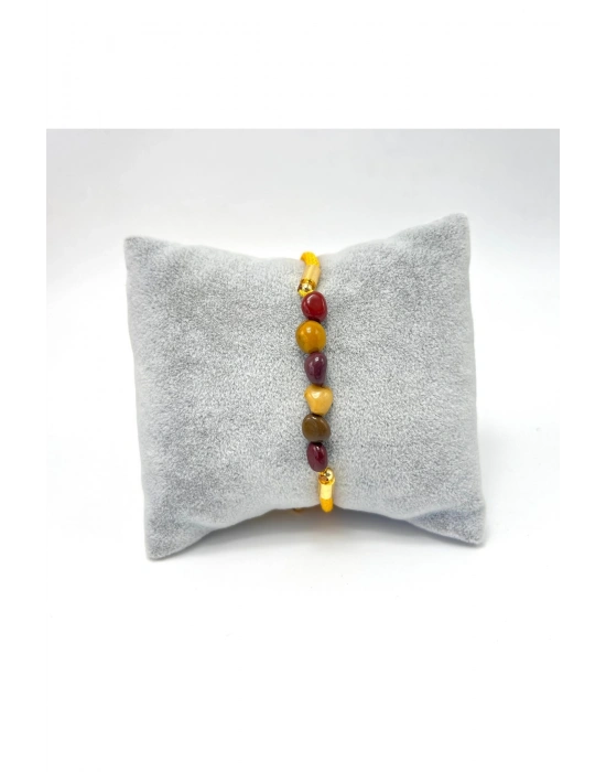 Sertifikalı Natural Jasper Doğal Taş Makrome Bileklik Ayarlanabilir Ölçü