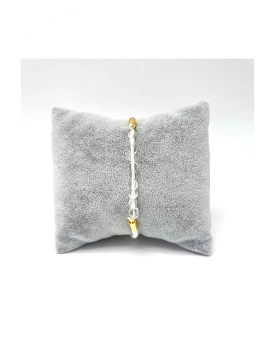 Sertifikalı Natural Kristal Kuvars Doğal Taş Makrome Bileklik Ayarlanabilir Ölçü