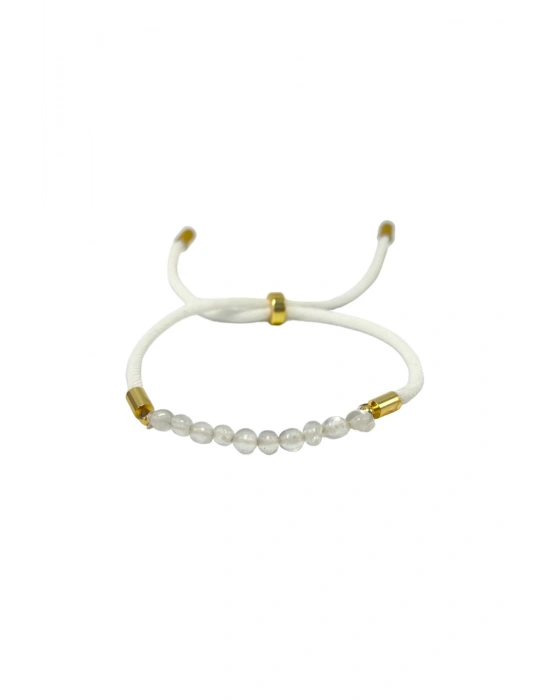 Sertifikalı Natural Kristal Kuvars Doğal Taş Makrome Bileklik Ayarlanabilir Ölçü