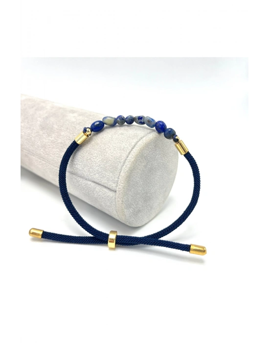Sertifikalı Natural Lapis Lazuli Doğal Taş Makrome Bileklik Ayarlanabilir Ölçü