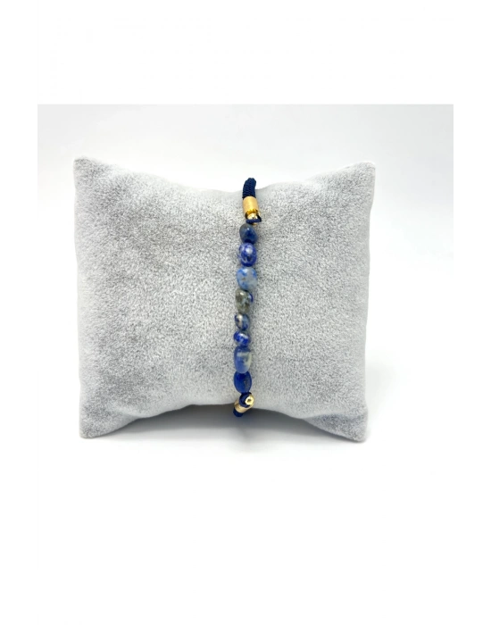 Sertifikalı Natural Lapis Lazuli Doğal Taş Makrome Bileklik Ayarlanabilir Ölçü