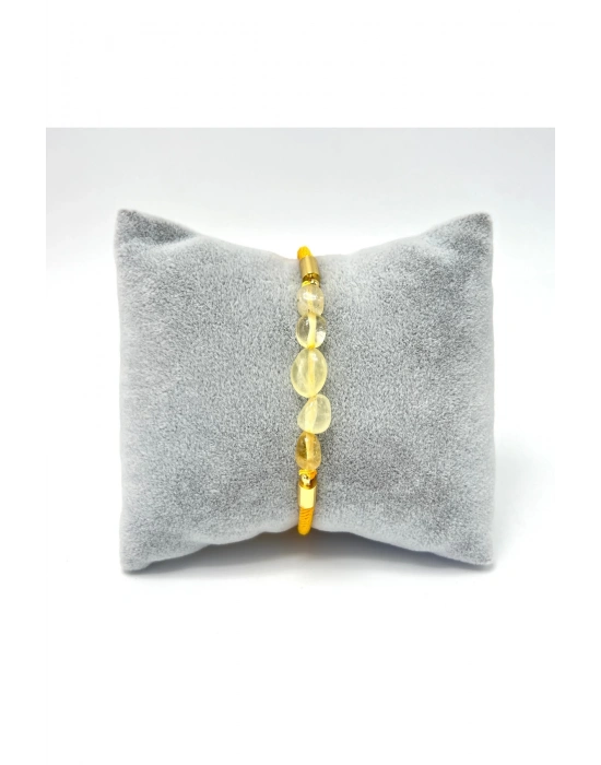 Sertifikalı Natural Sitrin Doğal Taş Makrome Bileklik Ayarlanabilir Ölçü