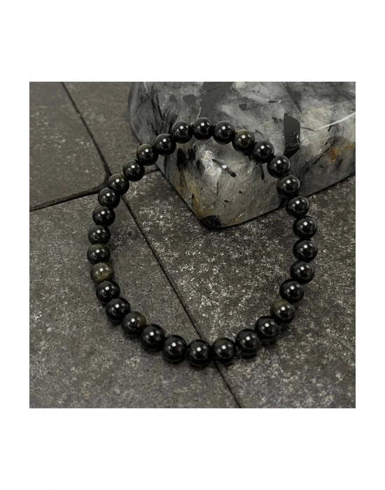 SERTİFİKALI Obsidyen 6mm Doğal Taş Bileklik