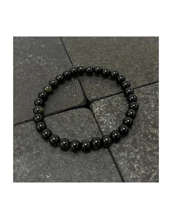 SERTİFİKALI Obsidyen 6mm Doğal Taş Bileklik