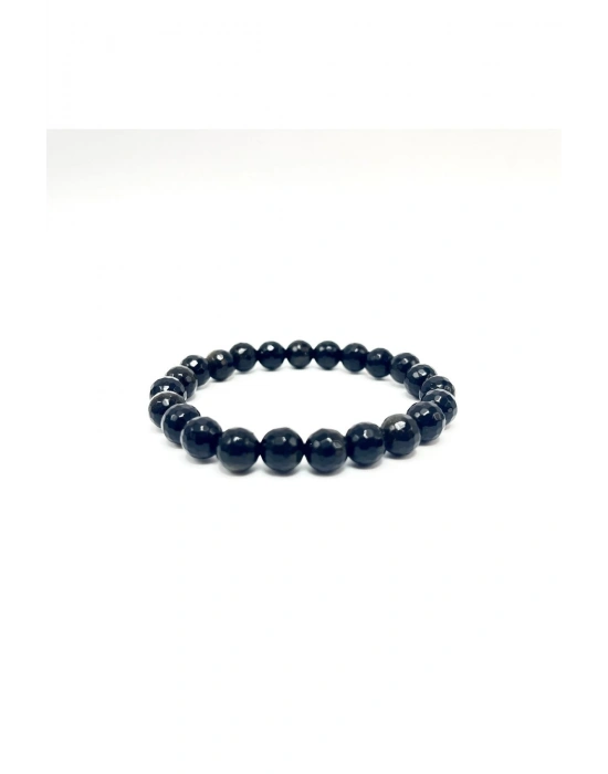 Sertifikalı Obsidyen 8mm Elastik Misinalı Doğal Taş Bileklik