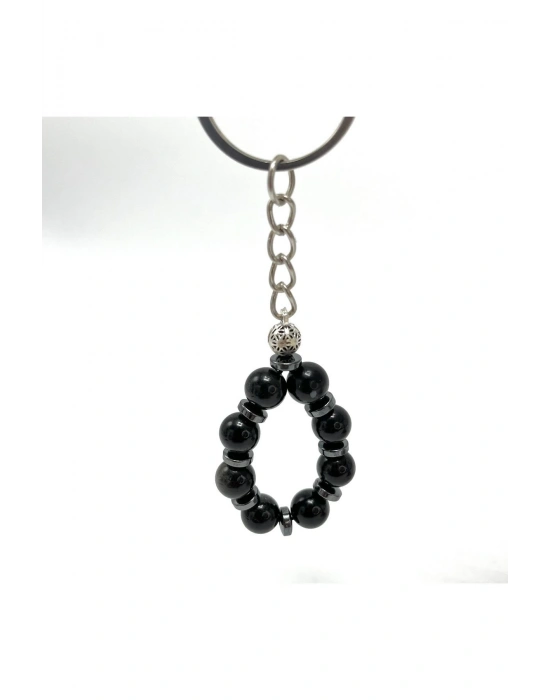 SERTİFİKALI Obsidyen Doğal Taş Anahtarlık 8mm