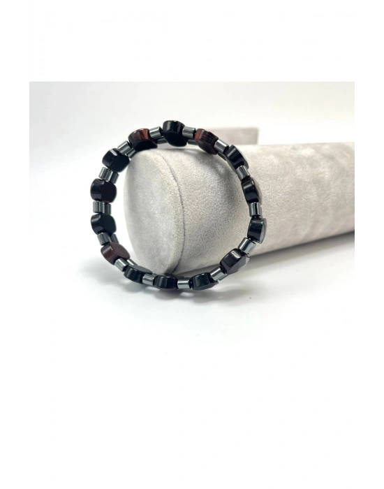 SERTİFİKALI Obsidyen Kaplan Gözü Hematit Doğal Taş Roleks Erkek Bileklik