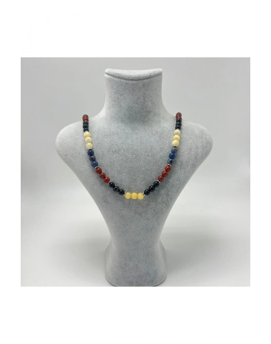 SERTİFİKALI Oğlak Burcu 6mm 925 Ayar Gümüş Doğal Taş Kolye 55 cm