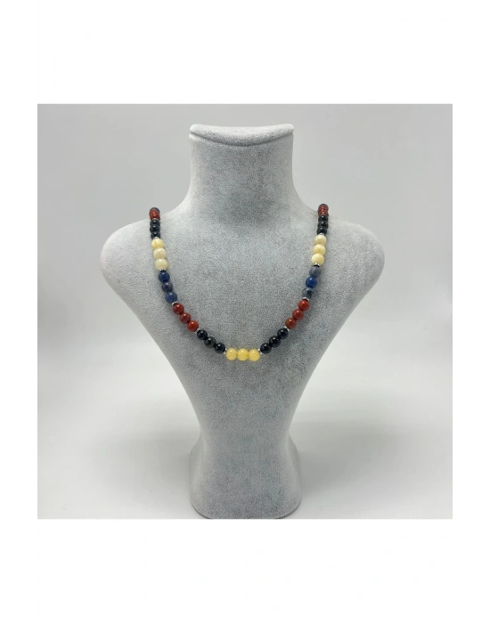 SERTİFİKALI Oğlak Burcu 6mm 925 Ayar Gümüş Doğal Taş Kolye 55 cm